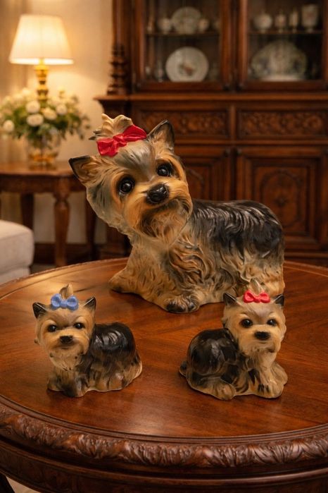 Фарфор GOEBEL, композиция *3 шт "Мама- йоркширский терьтер и щенки"