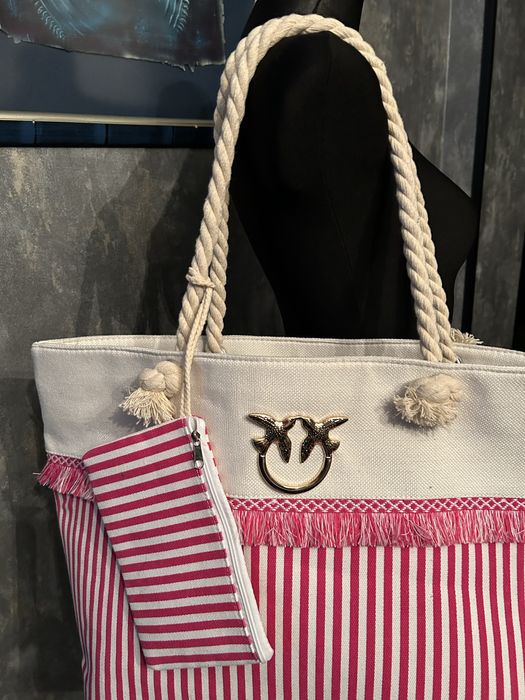 Duza torba plazowa z saszetką -zlota jaskolka