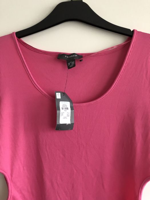 Body primark prazkowane L XL 16 14 rozowe krotki rekaw