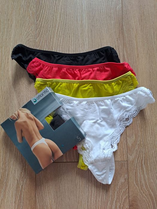 4x Stringi damskie Atlantic, rozmiar S, mix kolorów