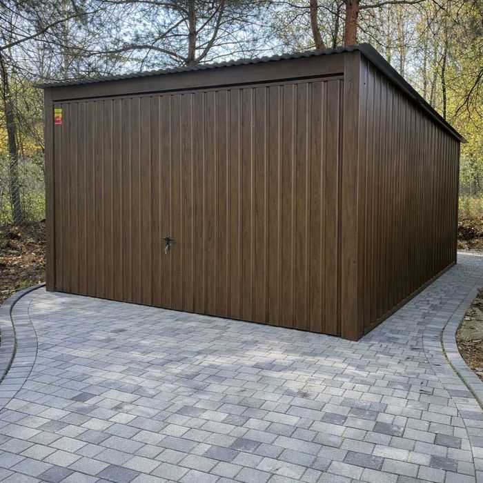 Garaż blaszany 4x5 DĄB MULTIGLOSS lub ORZECH Brama Podnoszona