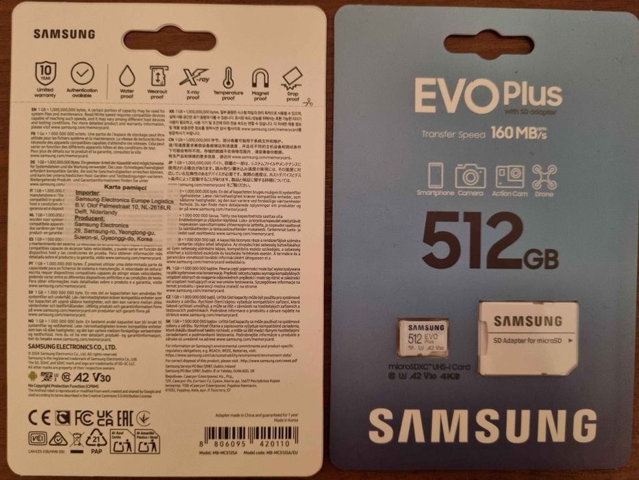 Nowa karta pamięci Micro sd samsung 512gb evo plus