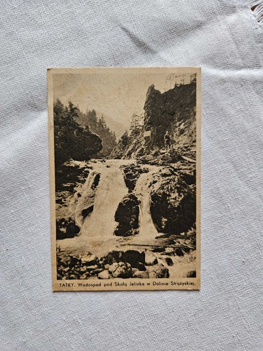 Stara pocztówka 1947 r Tatry. Wodospad pod Skałą Jelinka