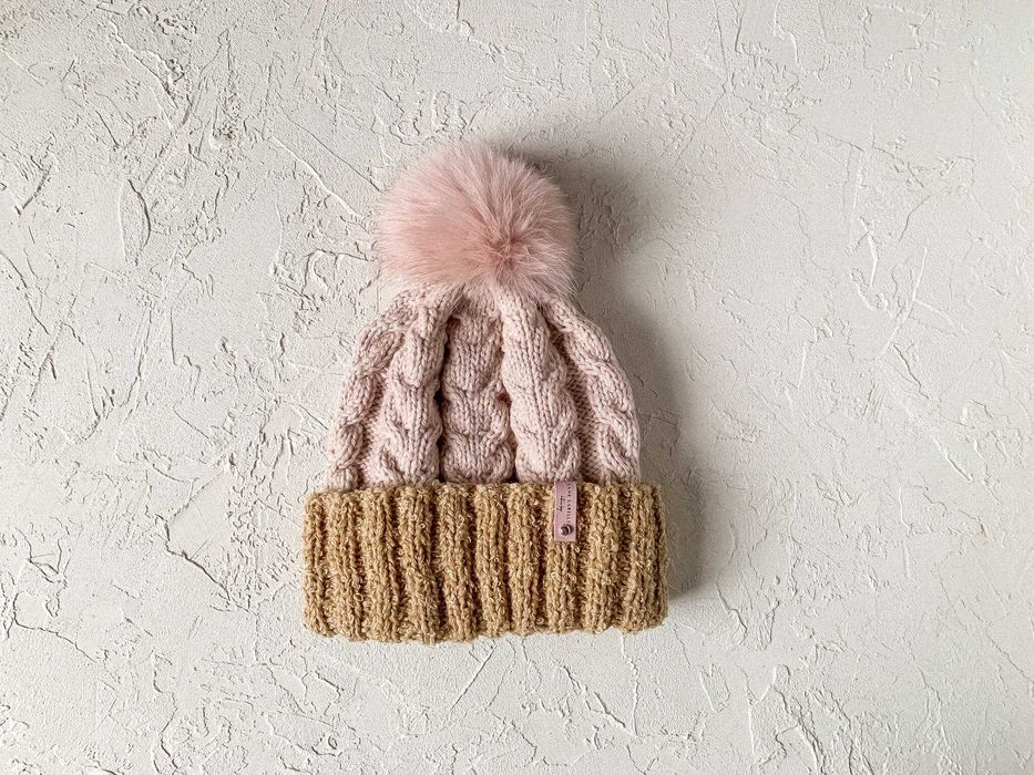 Теплі жіночі зимові шапки, вʼязана шапка з рукавицями, ручна робота