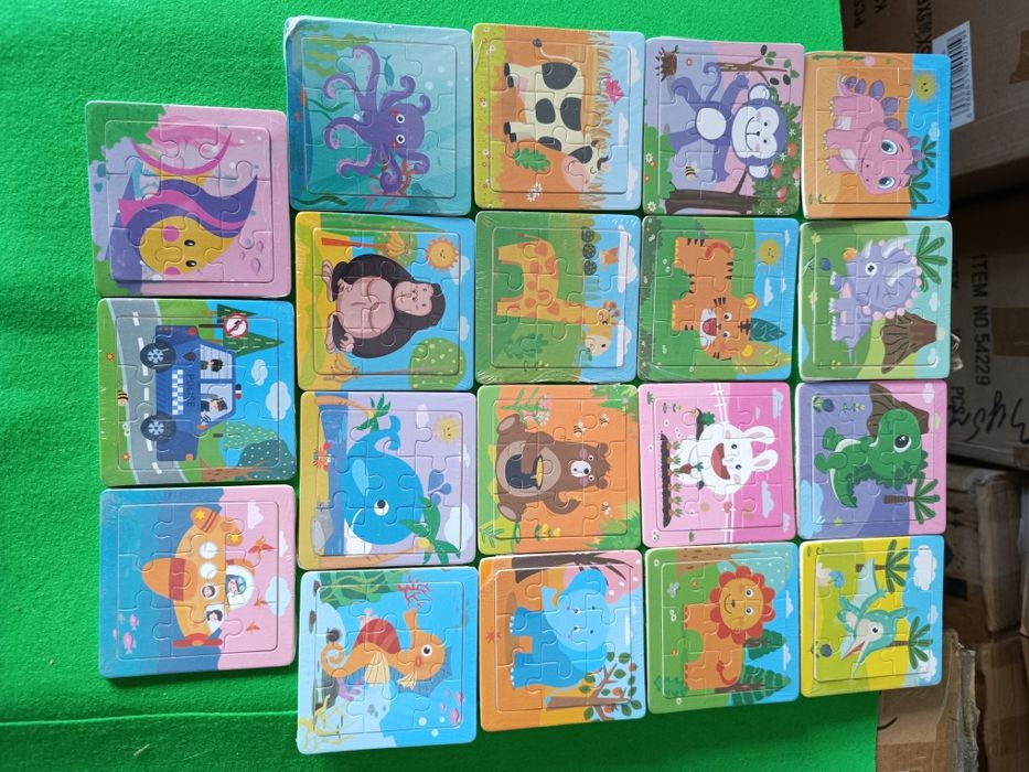 Дерев'яні пазли 16 елементів, кубики деревяні, пазли 4 в 1 Додо