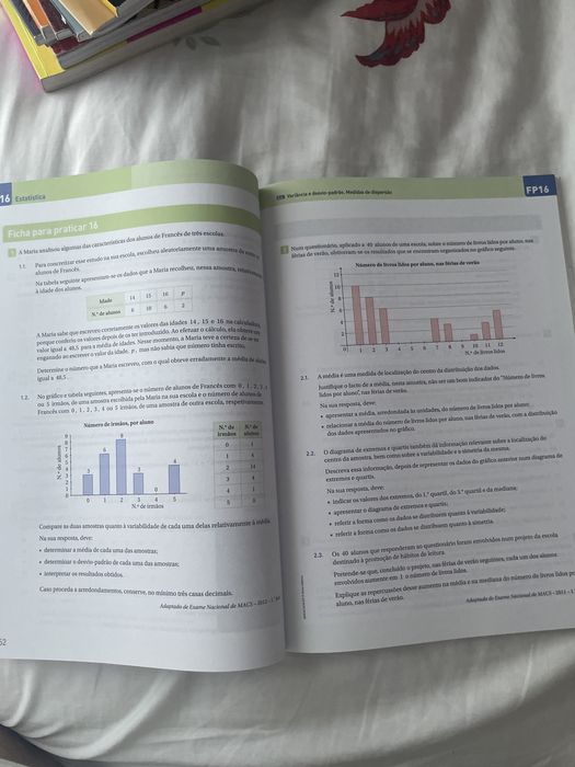 Caderno de fichas/ Provas Globais - Máximo 10º ano