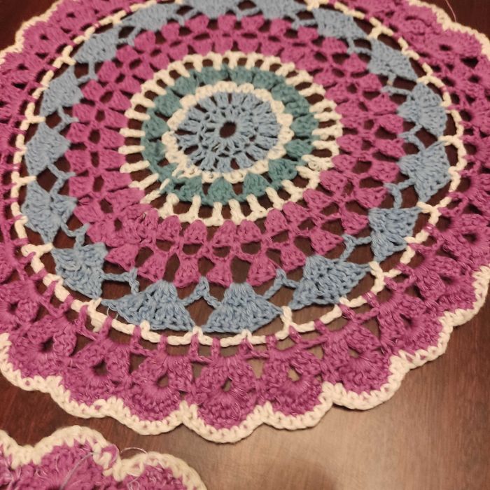 Набор вязанных салфеток крючком для сервировки стола, 6шт, цветные