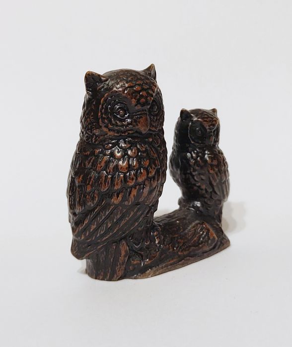 Piękna figurka - dwie urocze sowy, kolor brązowy
