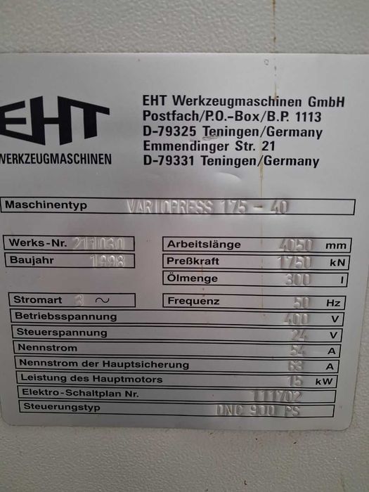 Prasa krawędziowa  EHT /Trumpf   4m/175T