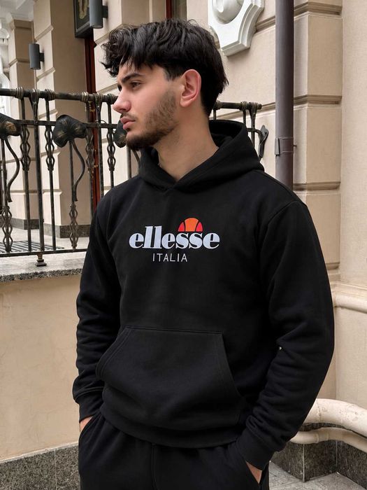 Черное Худи ELLESSE Italia - Толстовка Черная Еллис Италия