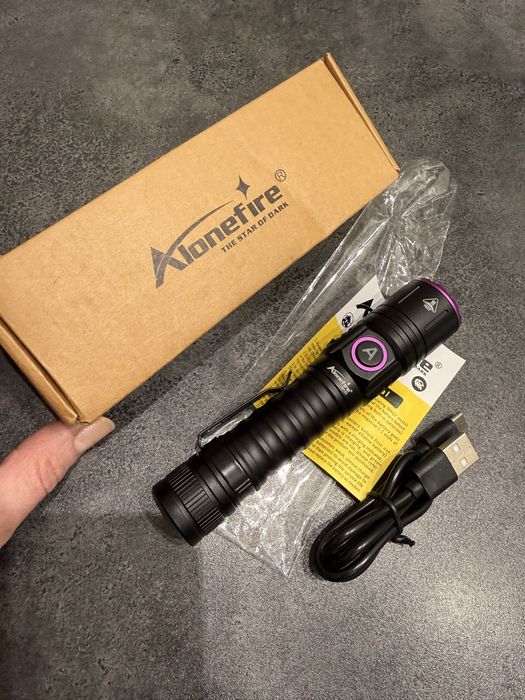 Mocna aluminiowa Latarka Black UV 3x365nm na bursztyny 15W Ład USB-C