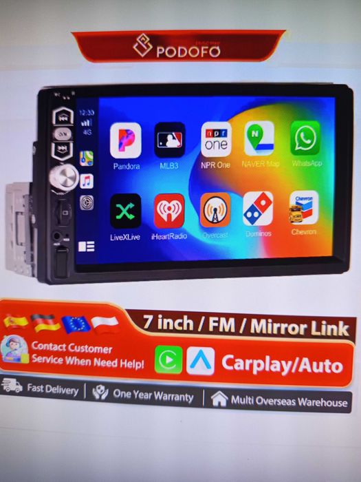 Rádio 1 Dim carplay Bluetooth USB MP5/Novo