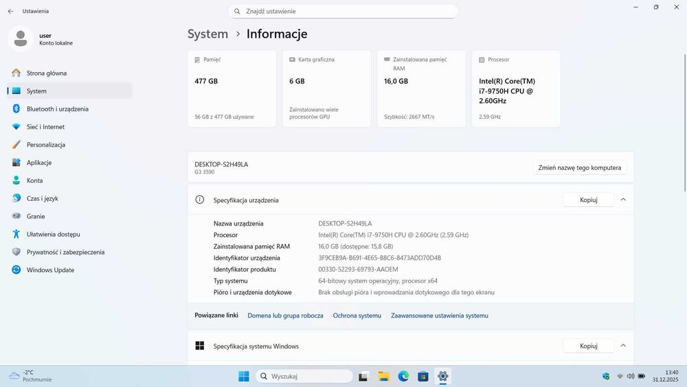 Dell G3 3590 i7 9750H / 16 GB Ram / Nvidia GTX 1660 Ti MAX-Q