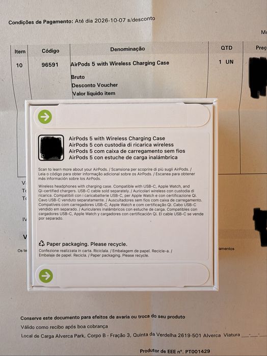 (NOVO/SELADO) Airpods 5 com caixa de carregamento Wireless