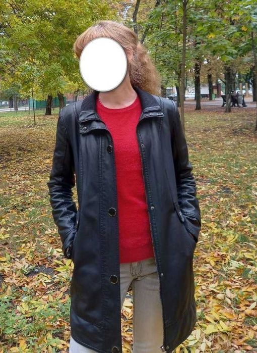 Удлиненная куртка из эко-кожи