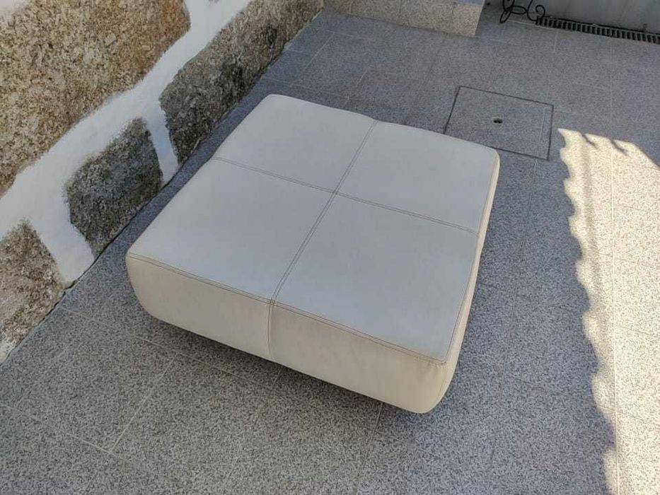 Mesa de centro em pele verdadeira (Branco)