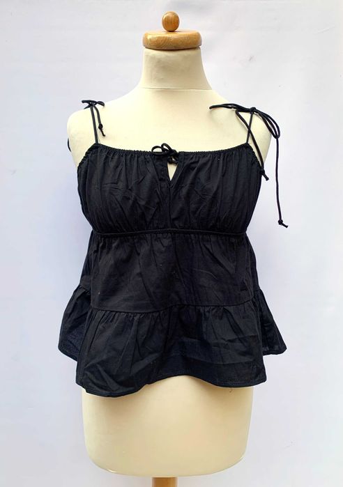 Bluzka H&M Czarna NOWA Top S 36 Bawełna Czerń