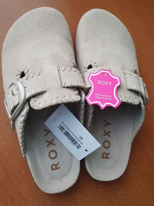 Skórzane klapki Roxy