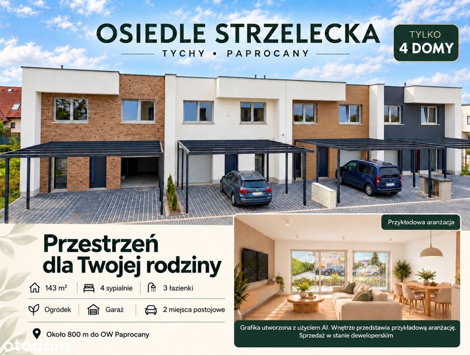 Dom z garażem, ogródek - Tychy Paprocany- BEZ PCC, BEZ PROWIZJI 0%