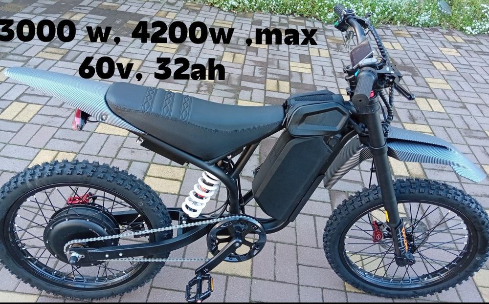 електровелосипед ,пітбайк, електромотоцикл 3000w,60 v,32ah