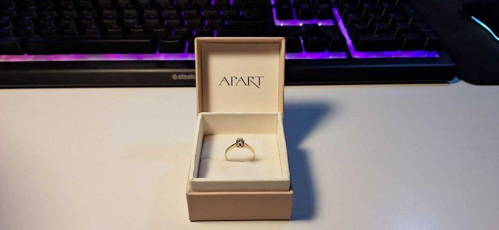 PIERŚCIONEK Zaręczynowy ZŁOTY JEDYNY W. Kruk 0,2 ct 585 rozmiar 10