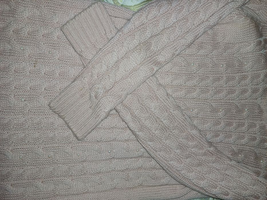 Теплое вязаное платье 46р