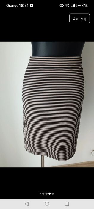Spódnica w paski ołówkowa z boku zamek długa za kolano Basic casual