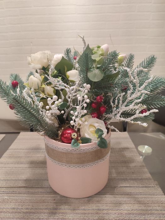 Новорічний декор ручної роботи, різдвяна композиція ручної роботи