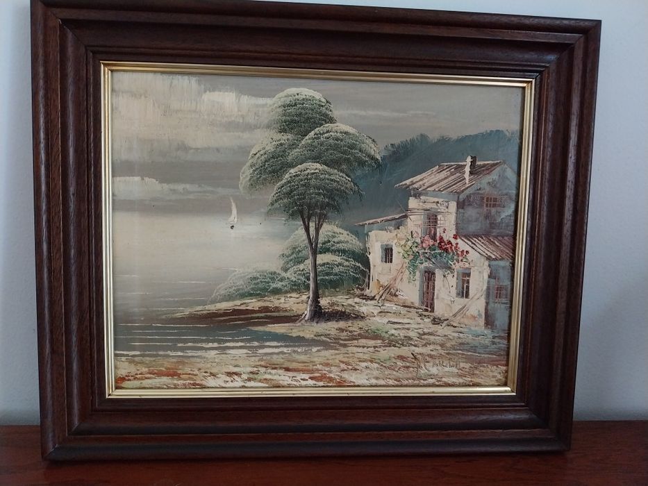 Quadro antigo vintage pintado a óleo