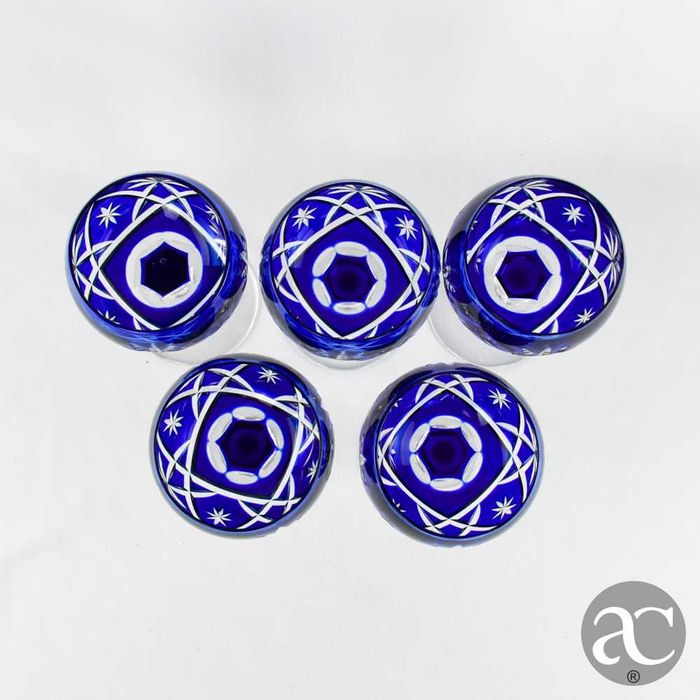 Conjunto de 5 Copos / Taças em Cristal Doublé, Cristal da Bohemia