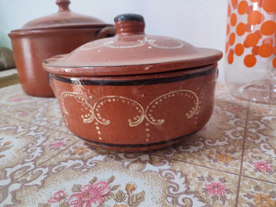 Panela barro - caçarola tradicional pintada à  mao com tampa