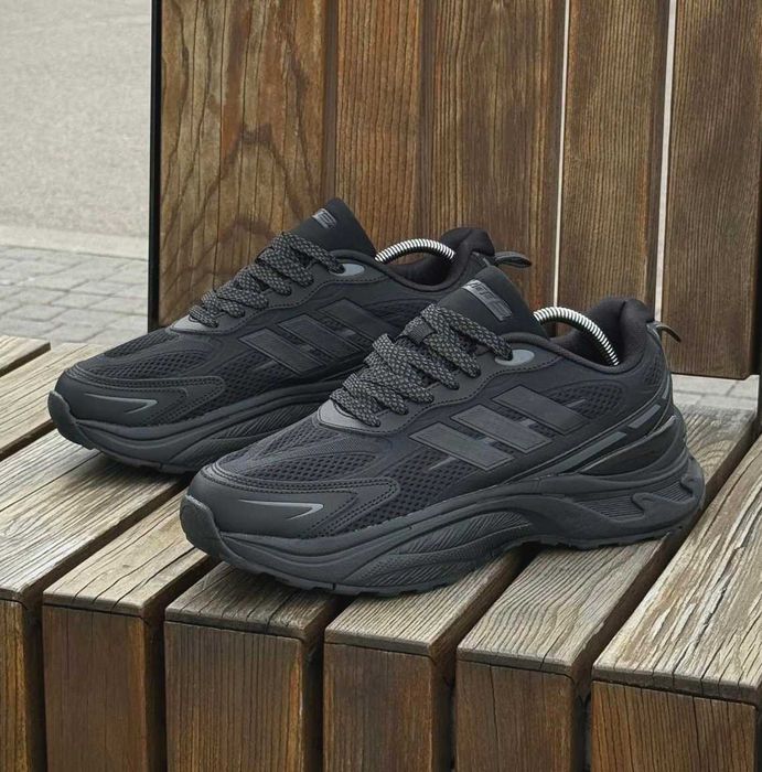 Мужские кроссовки Adidas черные сетка Адидас