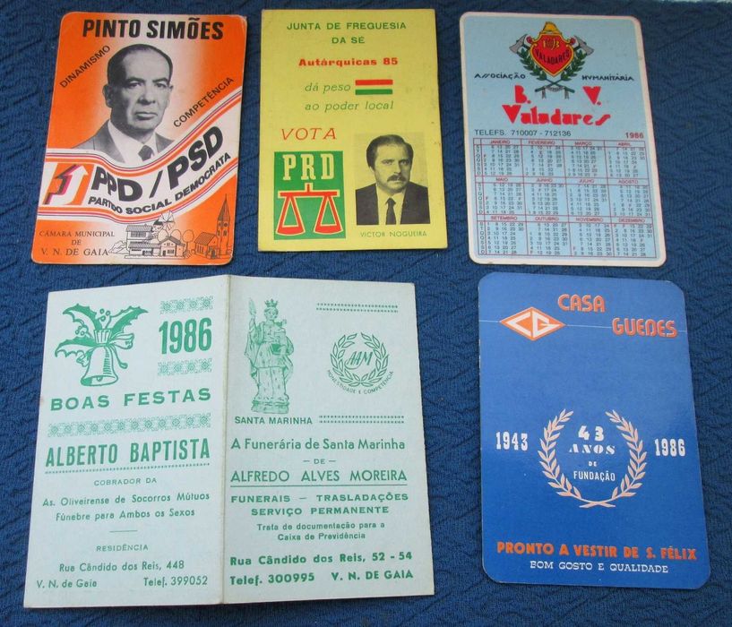 Calendários diversos 1986 (várias fotos) Ler descrição