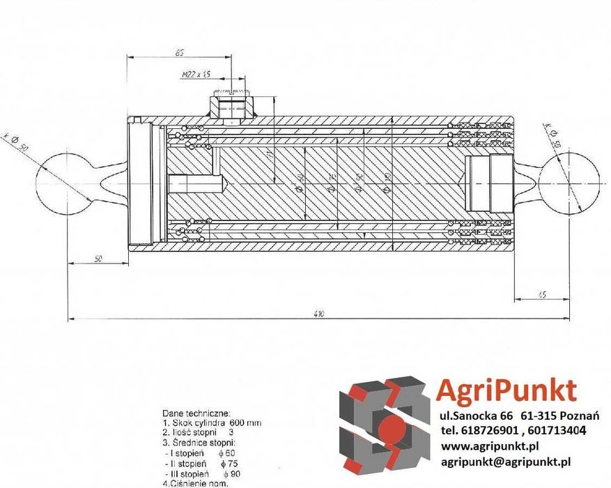 Siłownik do przyczepy HL8011 HL6011 - wzmocniony