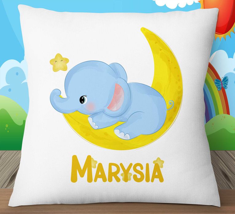Poduszka z Imieniem dla przedszkolaka, do przedszkola, Słonik SUPER!!
