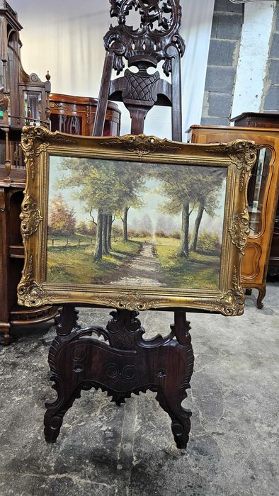 Stary Piękny Obraz Malowany Duży - RAMA Rzeźbiona nr 2