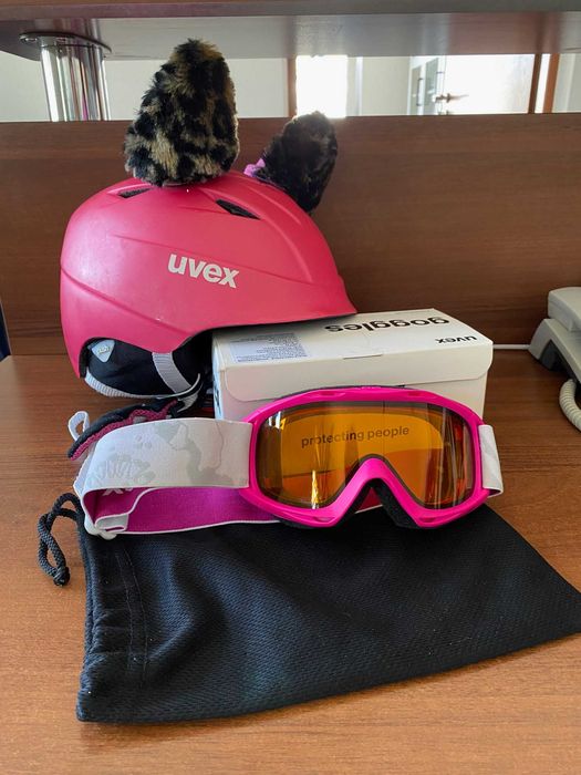 Kask narciarski i gogle narciarskie UVEX dla dziecka RÓŻOWY