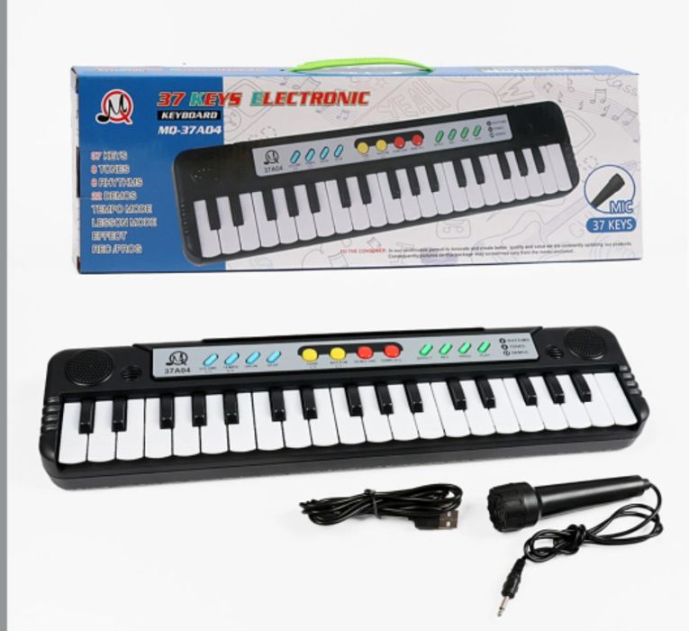 Дитяче піаніно пианино синтезатор USB юсб зарядка мікрофон микрофон