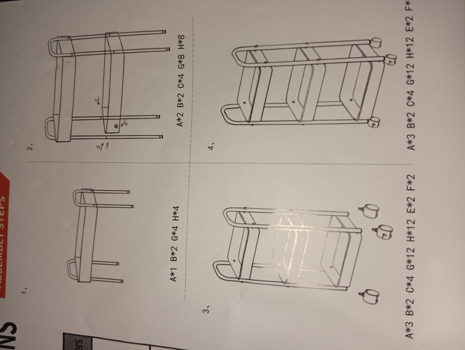Móvel de apoio á cozinha com 3 bandejas