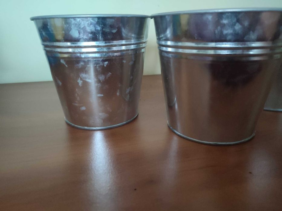 Doniczki metalowe osłonki 3 sztuki 12,5x14 cm