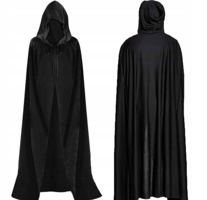 Czarna peleryna przebranie halloween wampir kostucha długość 170 cm
