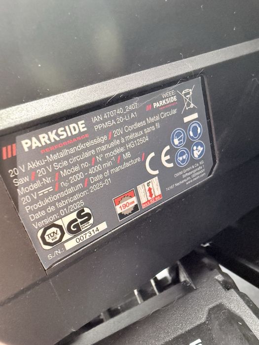 Akumulatorowa Piła Tarczowa Parkside PPMSA 20-Li A1+Aku.4Ah+Ład.