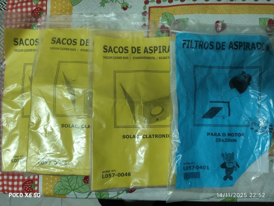 Sacos e filtro de aspirador