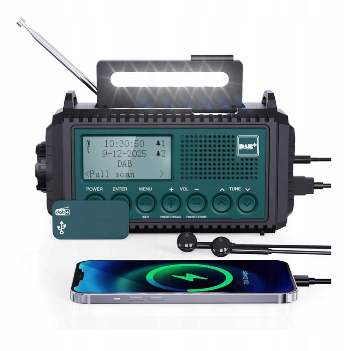 Radio przenośne DAB+ FM z latarką i akumulatorem awaryjne