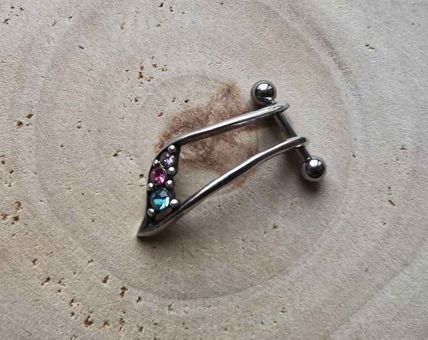 Kolczyk sztanga piercing srebro 925 cyrkonie