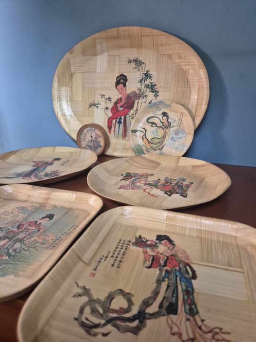 Conjunto pratos bambu