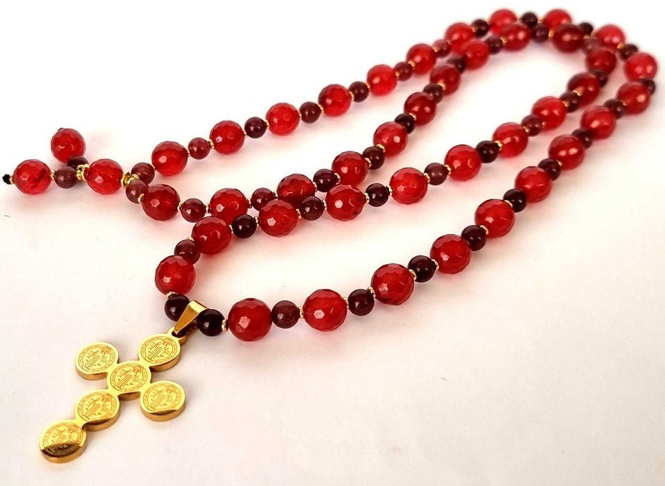 Rubi - Grenat - Colar - Católico - Cruz de São Bento