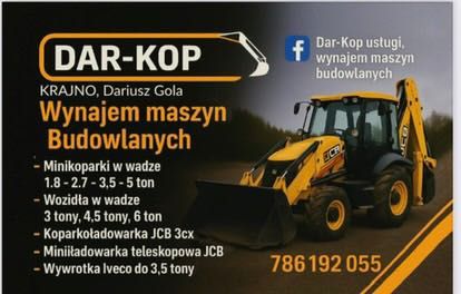 Wynajem, wypożyczalnia minikoparka ładowarka Wozidło walec rębak inne