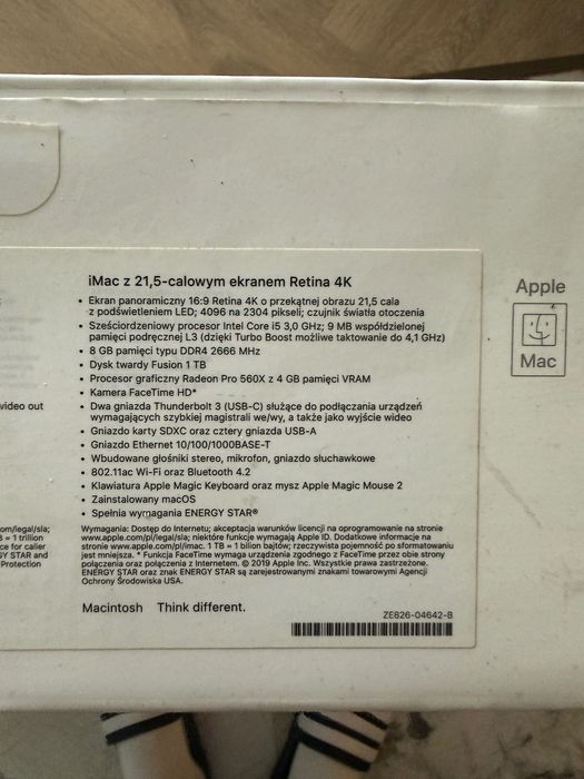 Apple iMac Retina 4K 21,5" 2019 | i5 6-Core | 8GB | 1TB Fusion | Radeon 560X | BOX