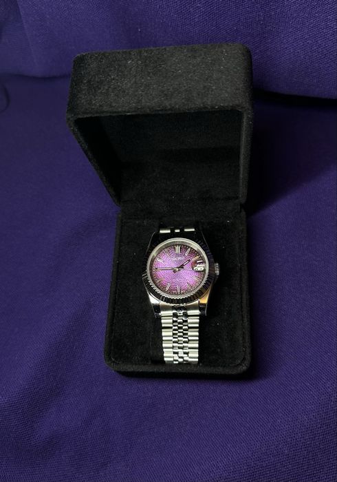 Zegarek automatyczny Seiko mod datejust purple textured fioletowy nh35
